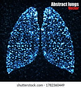 Abstract human lung of glowing dots, neon particles