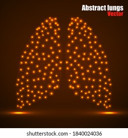 Abstract human lung of glowing dots, neon particles