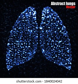 Abstract human lung of glowing dots, neon particles
