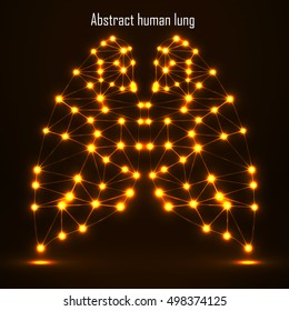 Abstract human lung, network connections of lines and points, geometrical shape. Vector illustration. Eps 10