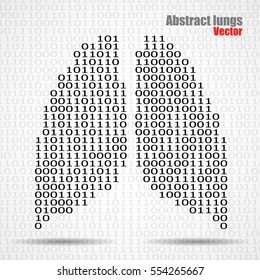 Abstract human lungs with binary computer code. Vector illustration. Eps 10