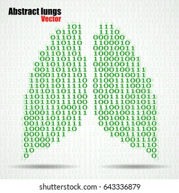Abstract human lungs with binary computer code. Vector illustration. Eps 10