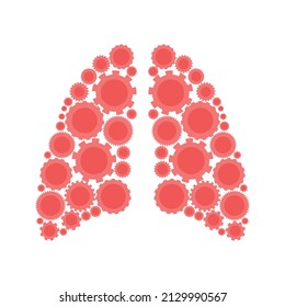 Abstract human lungs with gear. Vector lungs of man.