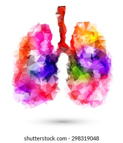 Abstract Human Lungs With Multicolored Polygon On White Background