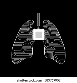 Abstract human lungs. Vector illustration on a black background.