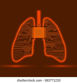 Abstract human lungs. Vector illustration on a black background.