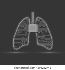 Abstract human lungs. Vector illustration on a black background.