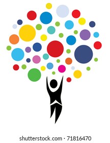 abstract human multicolor tree, symbol of nature