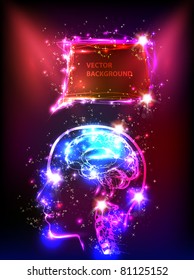 abstract human neon brain background for your text