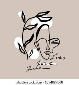 portrina humana abstracta en línea de arte.Gráfico de línea minimalista vectorial en estilo vintage. perfecto para la impresión, portada, afiche y postal de camisetas 