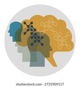 Abstractas perfiles humanos. Ilustración sobre el tema de la tecnología digital, inteligencia artificial, aprendizaje automático, conceptos de redes informáticas.