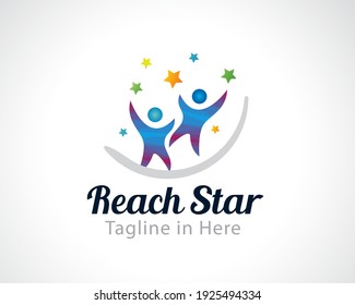 inspiración para el diseño del logotipo de estrella de alcance humano abstracto