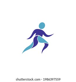 Abstract human run logo design inspiration