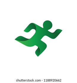 Abstract Human Running Pose Logo Vector