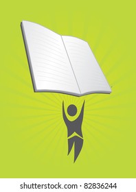 abstract human silhouette with open book, education concept