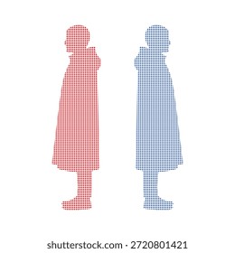 Abstract Human Silhouettes Facing Opposite Directions Comparison Concept