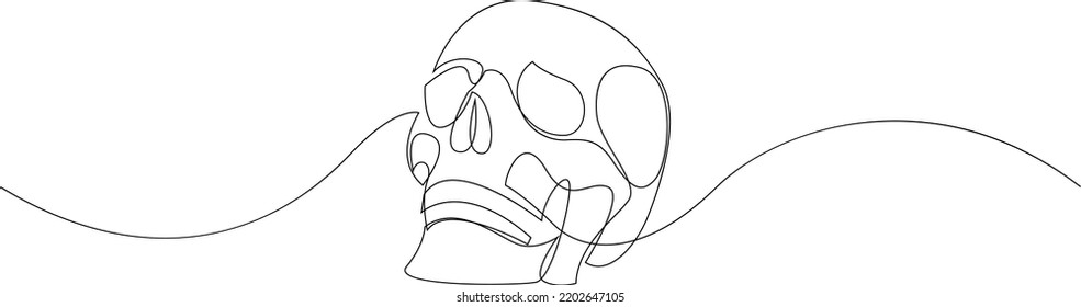 Abstract human skull continuous one line drawing. Vector illustration.