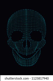 Abstract human skull with dots.Vector illustration.