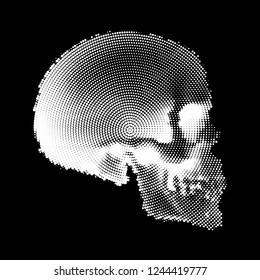 Abstract Human Skull with Dotted Halftone. Illustration for Medicine, Science or for a Game Design