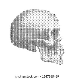 Abstract Human Skull with Dotted Halftone. Illustration for Medicine, Science or for a Game Design on White Background