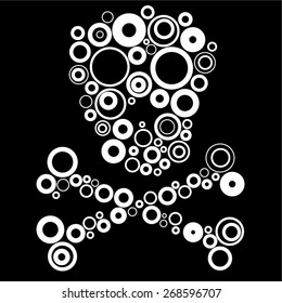 Abstract human skull made from white circles