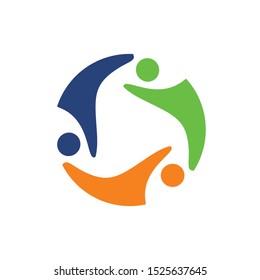 Abstract human stick figure community, union, team, support logo design template vector illustration