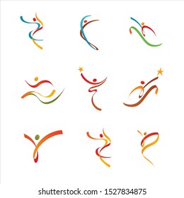 Abstract Human Symbols Set. Success, Celebration, Achievement - Activity - Isolated Vector Illustration, Graphic Design Editable For Your Design.