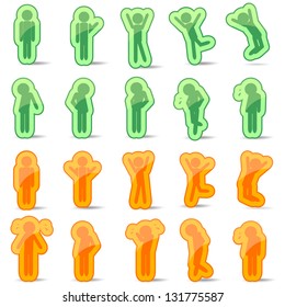 Abstract Human Symbols. Success, Celebration, Achievement, Upset, Thinking - Activity - Isolated On White Background - Vector Illustration, Graphic Design Editable For Your Design. People Logo