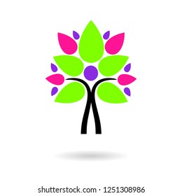 Abstract human tree with leaves. Vector graphic design template. 