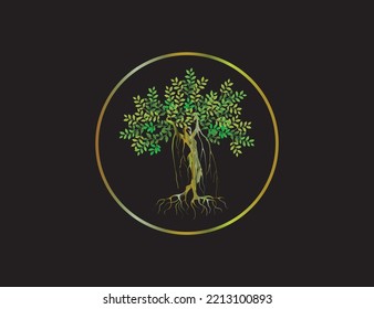 Abstract human tree logo with circular frames
