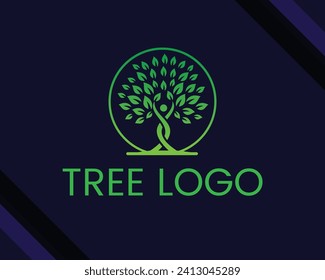 Resumen Diseño del logotipo del árbol humano, diseño del logotipo del árbol de hojas verdes, diseño del logotipo del árbol de negocios