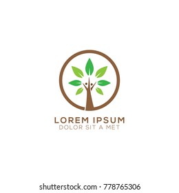 Abstract Human And Tree Logo Design Vector, Combine Human And Tree Logo