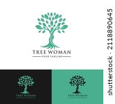 Abstract Human tree logo. Unique Tree Vector illustration with circle and abstract woman shape.