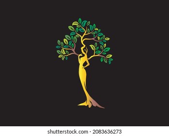 Abstract Human tree logo. Unique Tree Vector illustration abstract woman shape.  