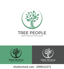 Abstract Human tree logo. Unique Tree Vector illustration with circle and abstract female shape.