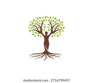 Abstract Human tree logo. Unique Tree logo Vector illustration