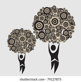 abstract human trees, symbol of nature protection