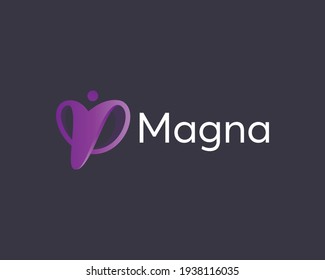 Abstract human vector logotype. Creative heart, circle of trust, community logo icon on dark background.