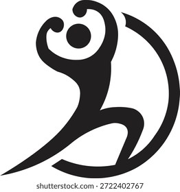 Logotipo Abstractas de la pose de la victoria humana, icono fuerte de la silueta de la celebración del atleta, símbolo de la motivación de la aptitud, ilustración dinámica del concepto del éxito deportivo