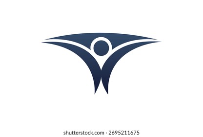 Abstract Human Victory Wings Shape Vector Logo Design