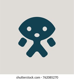 abstract humanoid alien logo design flat