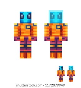 Abstract humanoid low poly, cubism, fantastic creatures, extraterrestrial alien pixel art  sci fi character, isolated vector illustration. 8-bit video game assets.