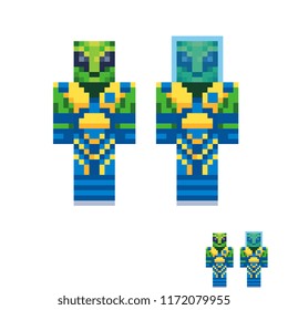 Abstract humanoid low poly, cubism, fantastic creatures, alien pixel art  sci fi character, isolated vector illustration. 8-bit video game assets.