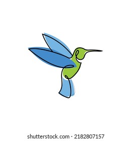Plantilla de diseño vectorial de ilustración de pájaro con zumbido abstracto. Diseño de vectores de fondo luminoso con el logotipo de Hummingbird