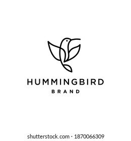 abstract hummingbird icon logo vector illustration in trendy line outline art style