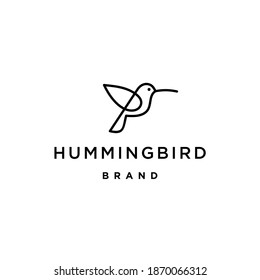 abstract hummingbird icon logo vector illustration in trendy line outline art style