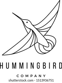 Abstract Hummingbird line art Logo Design vector Inspiration