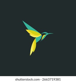 Abstract hummingbird logo vector template, vintage hummingbird logo. Beautiful hummingbird logo outline symbol, freedom bird vector logo template.