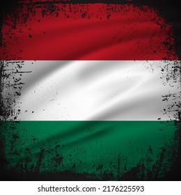 Abstract Hungary flag background with grunge stroke style. Hungary Independence Day design.