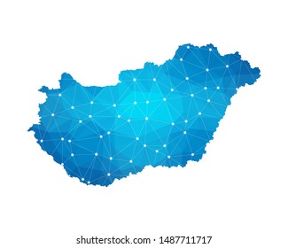 Abstract Hungary Map geometric rumpled triangular low poly style gradient graphic on white background , line dots polygonal design for your . Vector illustration eps 10